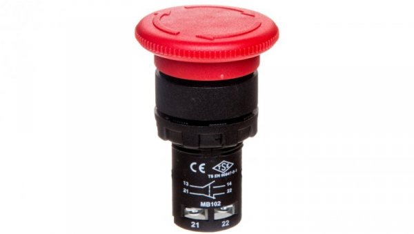 Przycisk dłoniowy bezpieczeństwa monoblok, 1NO+1NC, grzybek 40 mm, czerwony T0-MB102E