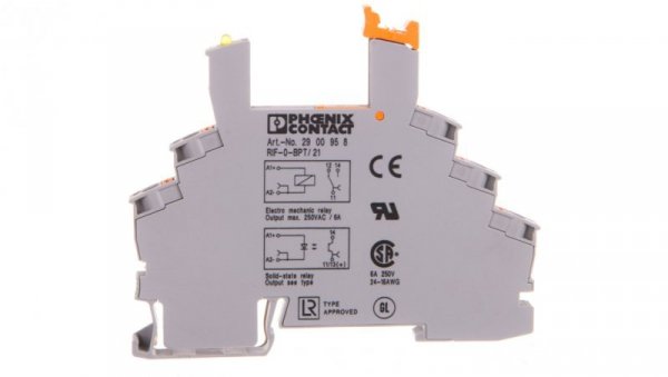 Gniazdo 6,2 mm z zaciskami push-in RIF-0-BPT/21 do 12 i 24 V DC przekaźnika z serii REL-MR 1P lub OPT 2900958