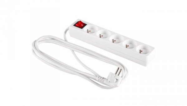 Przedłużacz z wyłącznikiem 5-gniazd z/u 3m /H05VV-F 3G1/ biały PM-ZW-5G-30