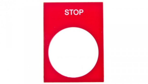 Tabliczka opisowa czerwona prostokątna 30x40mm STOP ZB2BY2304