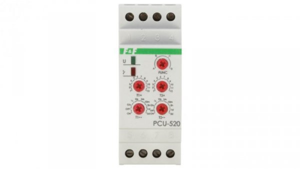 Przekaźnik czasowy 2P 8A 0,1sek-576h 230V AC wielofunkcyjny PCU-520