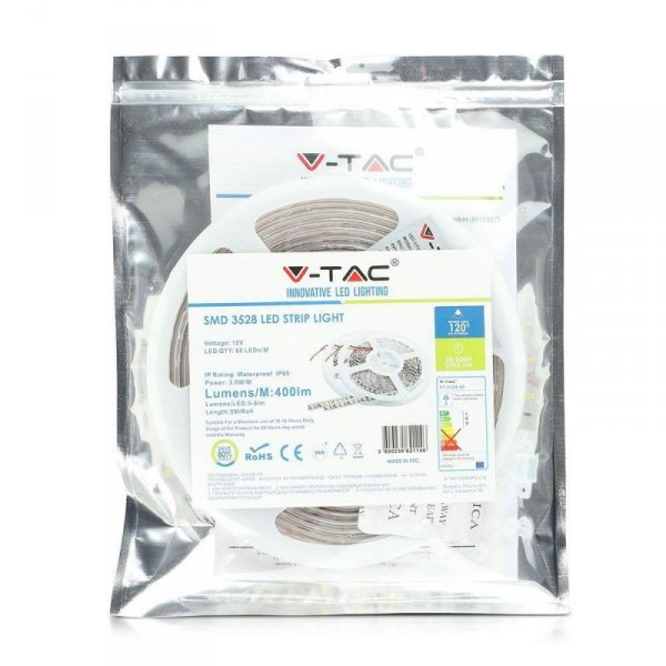 Taśma LED V-TAC SMD3528 300LED IP65 RĘKAW 3,6W/m VT-3528 Kolor Zielony 400lm