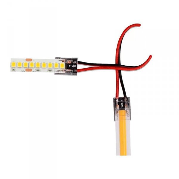 Konektor Złączka Taśm LED V-TAC Przeźroczysta Z przewodami Gęste/Zwykłe/COB 8mm