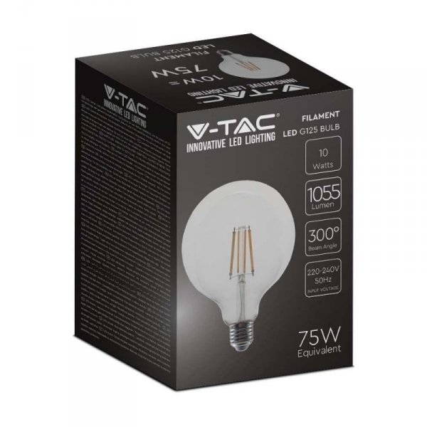 Żarówka LED 10W Filament E27 Kula Glob G125 V-TAC VT-1979 4000K 1055lm