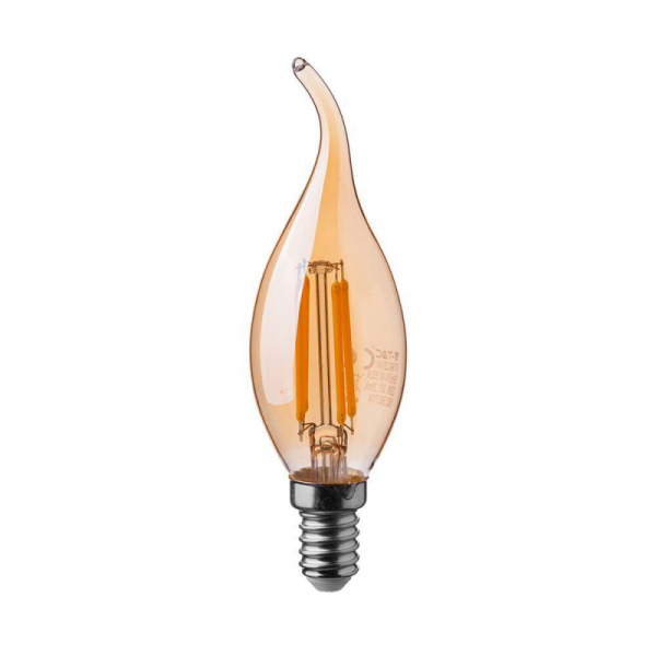 Żarówka LED V-TAC 4W Filament E14 Świeczka Bursztyn Płomyk VT-1949 2200K 350lm
