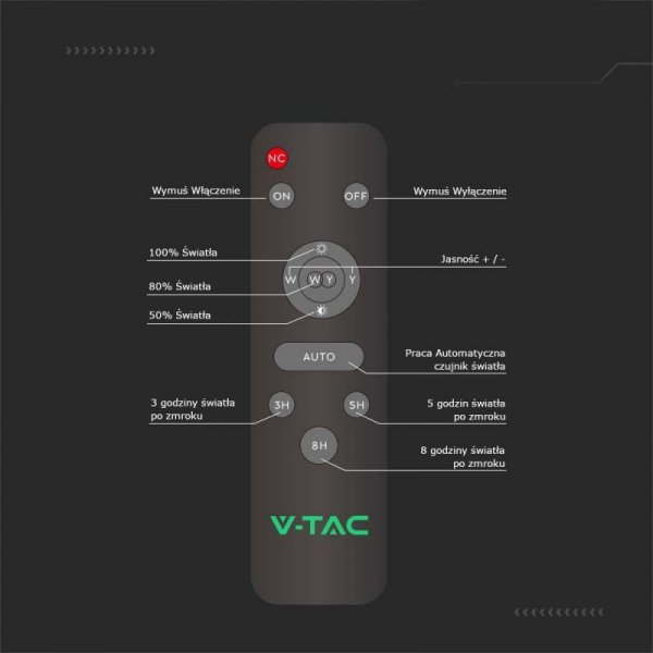 Oprawa Uliczna LED Solarna V-TAC BRIDGELUX CHIP IP65 Pilot LiFePO4 Panel 70W VT-15300ST 6500K 3500lm