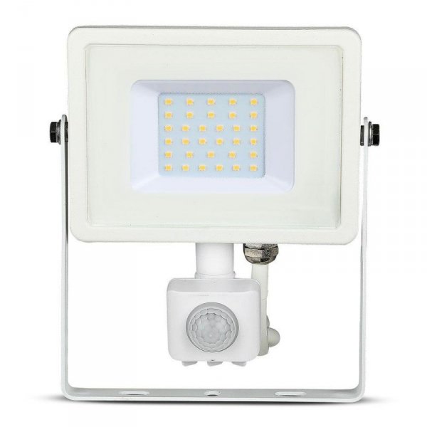 Projektor LED V-TAC 30W SAMSUNG CHIP Czujnik Ruchu Funkcja Cut-OFF Biały VT-30-S-W 4000K 2400lm 5 Lat Gwarancji