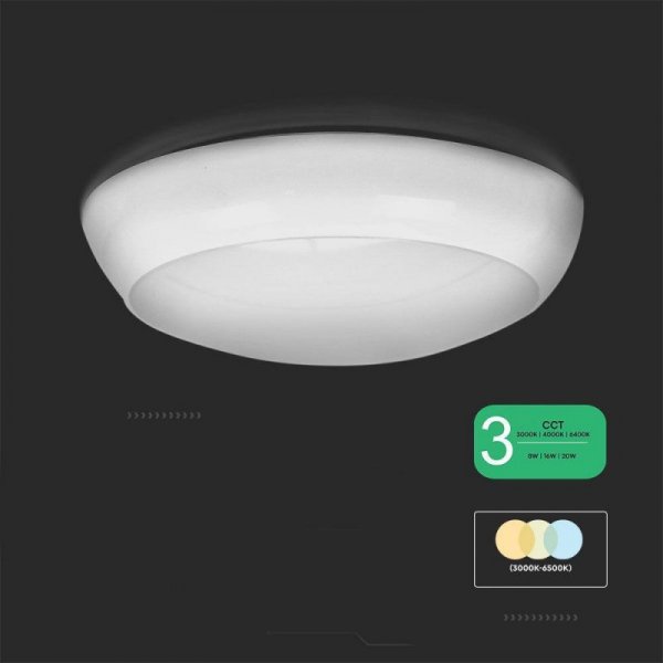 Plafon LED V-TAC Czujnik/CCT/Awaria 3godziny 8W/16W/20W SAMSUNG CHIP IP65 IK08 VT-8633 3000K-4000K-6400K 2600lm 3 Lata Gwarancji