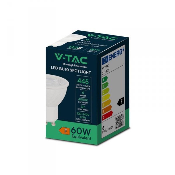 Żarówka LED V-TAC SAMSUNG CHIP 6W GU10 38st VT-227 4000K 445lm