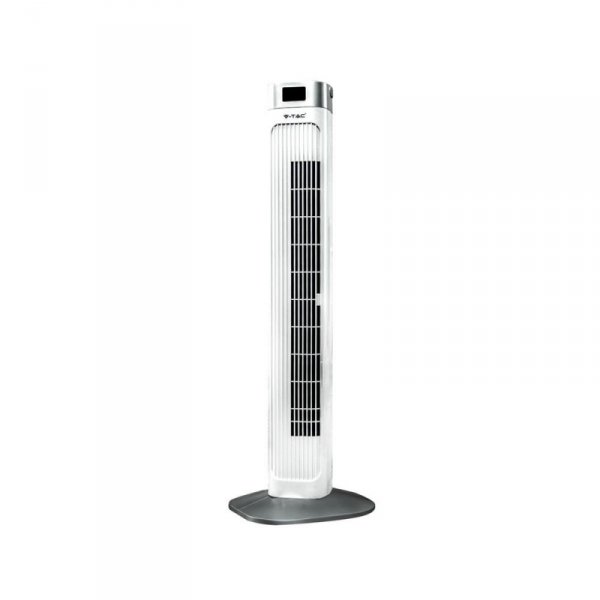 Wentylator Wieżowy V-TAC z wyświetlaczem temperatury i pilotem 55W 95cm Biały VT-5536