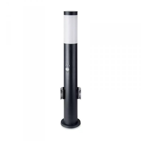 Słupek Ogrodowy V-TAC 60CM E27 Czarny Czujnik Ruchu Gniazda VT-838-60