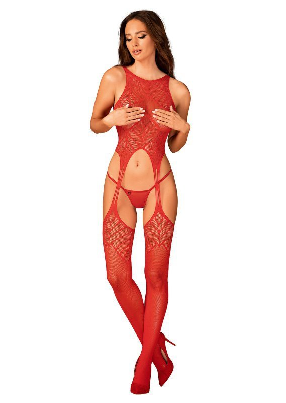 Bodystocking czerwone Obsessive N122 S-2XL