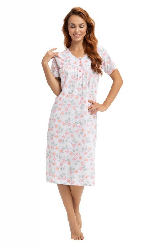 Koszula nocna krótki rękaw Luna 082 M-2XL różowe kwiaty