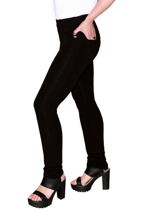 DJUK 08 czarne spodnie - legginsy, kieszenie, szlufki, 50% bawełna
