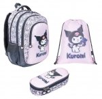 ZESTAW PLECAK 3 KOMOROWY PIÓRNIK WOREK NA OBUWIE KUROMI PINK