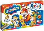 KREDKI WOSKOWE BAMBINO 24 kol + TEMPERÓWKA METALOWE PUDEŁKO 9590