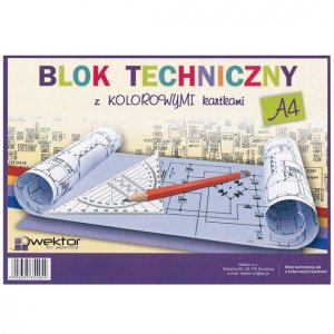 Blok techniczny kolorowy Wektor 160 g - A4, 8 arkuszy  4054