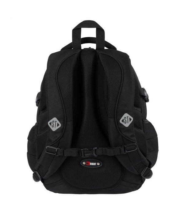 PLECAK SZKOLNY MŁODZIEŻOWY 4 KOMORY ST.RIGHT CZARNY Z ŁAŃCUCHEM X WHITE 3381