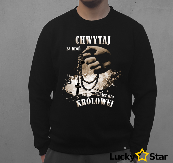 Bluza męska Różaniec, ubrania chrześcijańskie, religijne. Walcz dla Królowej