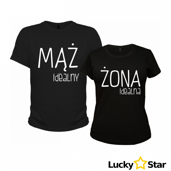 Zestaw koszulek dla par ŻONA IDEALNA MĄŻ IDEALNY