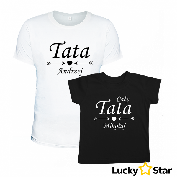 Zestaw koszulek Tata, cały tata. Twoje imiona