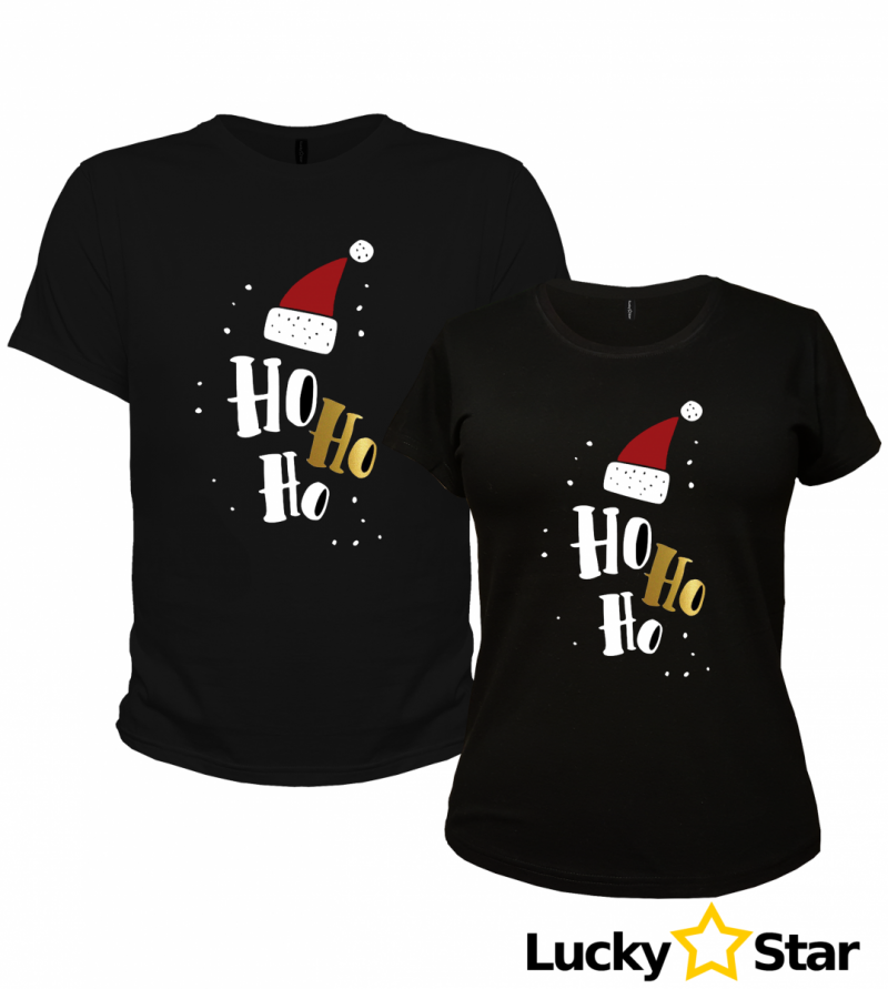 Koszulki dla par Świąteczne HOHOHO Czapka Mikołaja