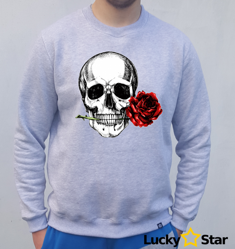 Bluza Męska Human skull with a rose
