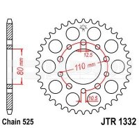 Zębatka tylna stalowa JT 1332-37, 37Z, rozmiar 525 2302265 Honda XRV 750 Zębatka tylna stalowa JT 1332-37, 37Z, rozmiar 525 2302265 Honda XRV 750
