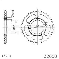 Zębatka tylna stalowa JT 50-32008-36, 36Z, rozmiar 520 2300534 Kymco Venox 250 Zębatka tylna stalowa JT 50-32008-36, 36Z, rozmiar 520 2300534 Kymco Venox 250