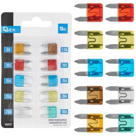 BEZPIECZNIKI SAMOCHODOWE MINI 10 SZTUK {G02937}