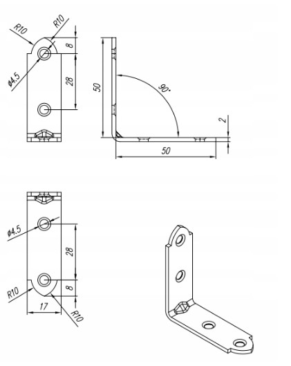 KĄTOWNIK WĄSKI KW3  50 X 50 X 17 OP.2 SZT