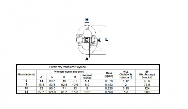 OGNIWO PRZEGUBOWE 10 MM WLL 3,15 T (GM74-G8)