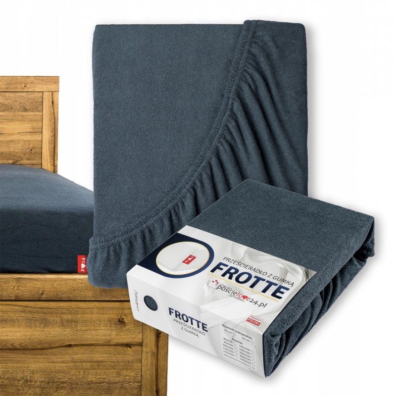 Prześcieradło Frotte z Gumką 200X200 Gruba Bawełna Bok 30 cm popiel ciemny