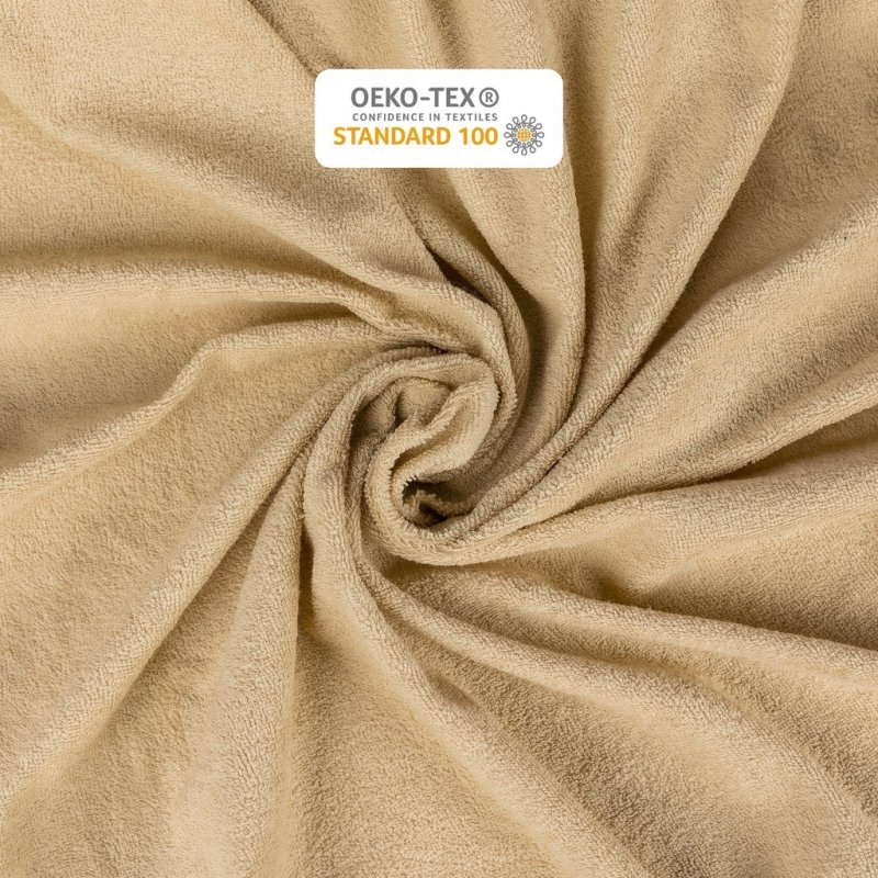 Prześcieradło Frotte z Gumką 160x200 Gruba Bawełna 200g Bok 30 cm beżowy
