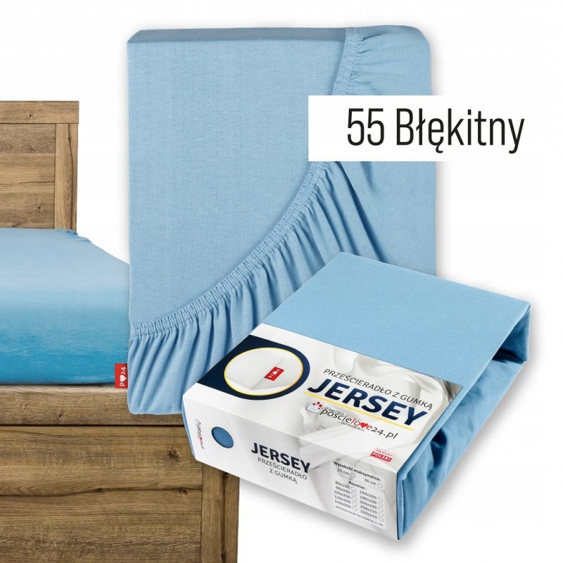 Prześcieradło Jersey z Gumką 120x200 Gruba Bawełna Bok 30 cm błękitny
