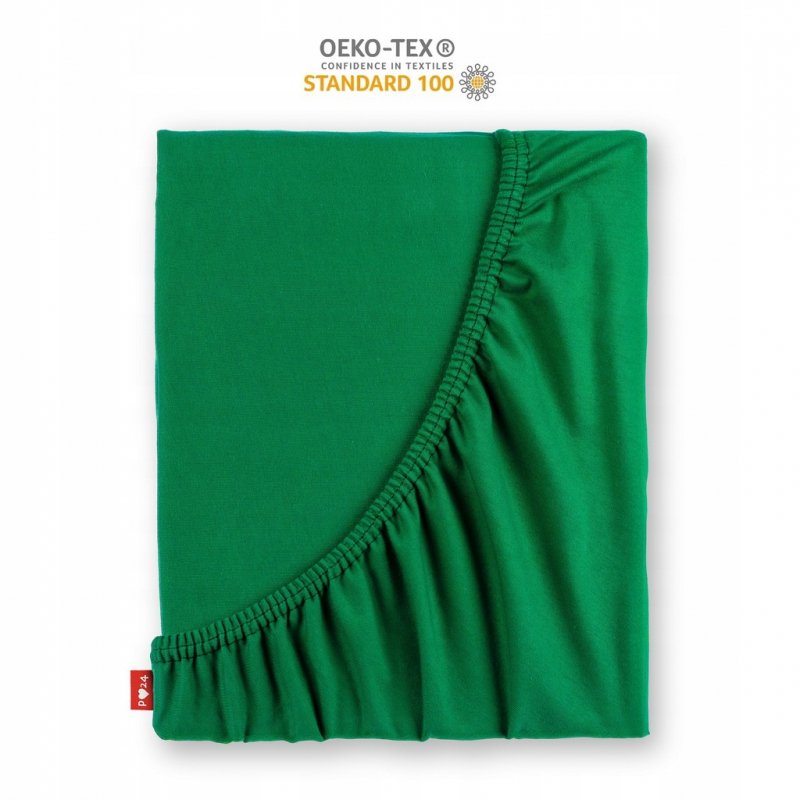 Prześcieradło Jersey z Gumką 220x240 Gruba Bawełna Bok 30 cm butelkowa zieleń