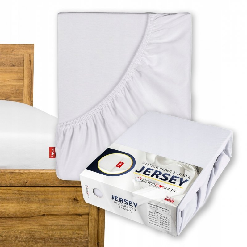 Prześcieradło Jersey z Gumką 200x200 Gruba Bawełna Czesana Bok 30 cm biały