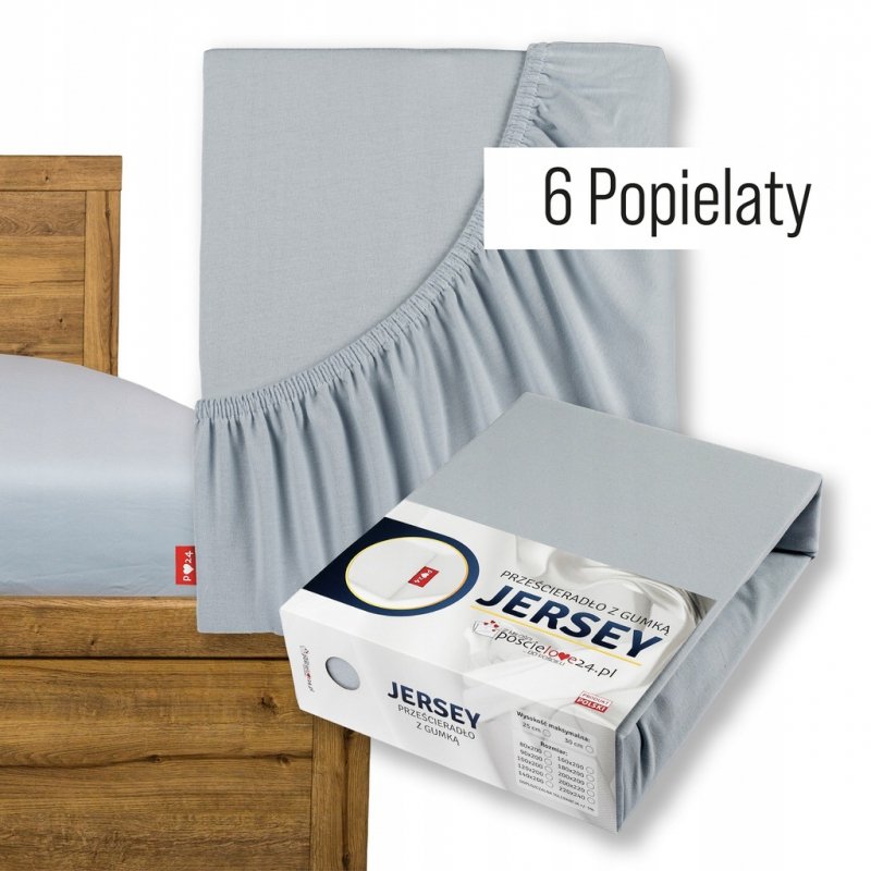 Prześcieradło Jersey z Gumką 200x220 Gruba Bawełna Bok 30 cm popielaty