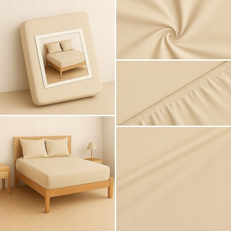 PRZEŚCIERADŁO Z GUMKĄ 90x200 BEŻOWY MATERAC ZAKŁADKA DO 25 CM