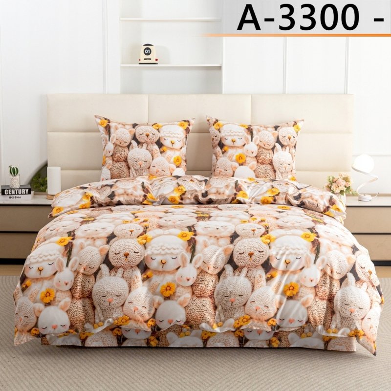 POŚCIEL 140x200 BAWEŁNIANA KOMPLET POŚCIELI + POSZEWKA WZÓR A-3300