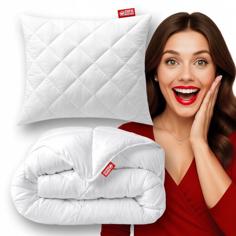 ZESTAW KOŁDRA 140x200 + PODUSZKA 70x80 ANTYALERGICZNY KOMPLET POLSKA