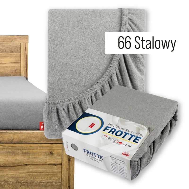 Prześcieradło Frotte z Gumką 90x200 Gruba Bawełna 200g Bok 30 cm stalowy
