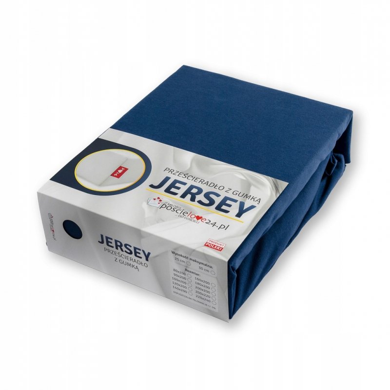 Prześcieradło Jersey z Gumką 80x200 Gruba Bawełna Bok 30 cm granatowy