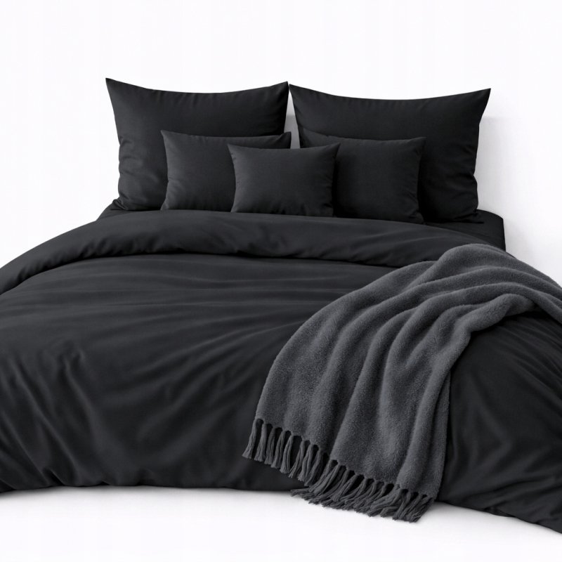 Pościel 200x220 + 2 Poszewki Komplet na Zamek – czarny