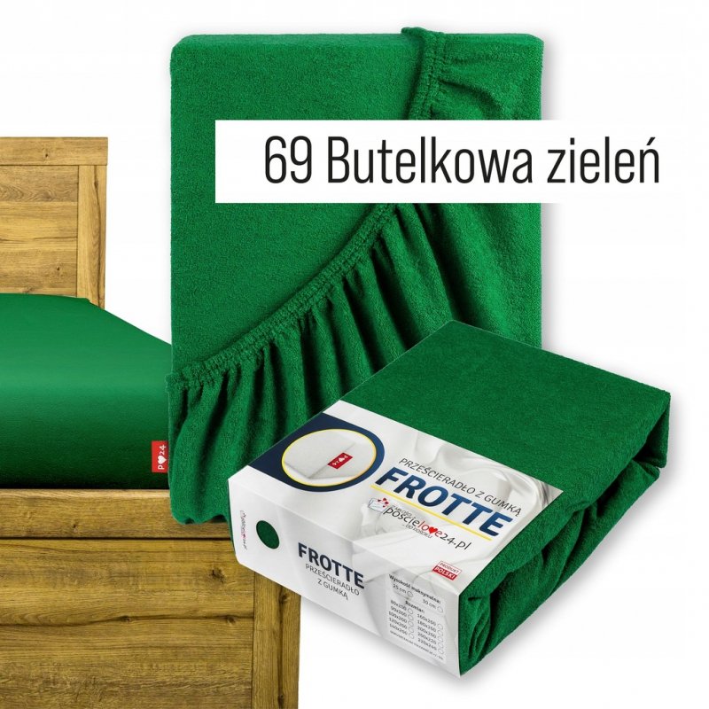 Prześcieradło Frotte z Gumką 140X200 Gruba Bawełna Bok 30 butelkowa zieleń