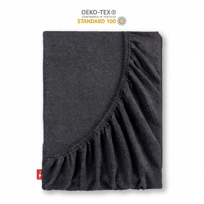 Prześcieradło Frotte z Gumką 160X200 Gruba Bawełna 200g Bok 30 cm czarny