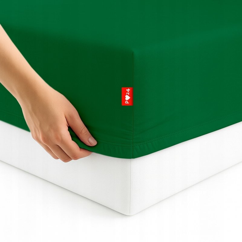 Prześcieradło Jersey z Gumką 140x200 Bawełna Bok 30 cm butelkowa zieleń