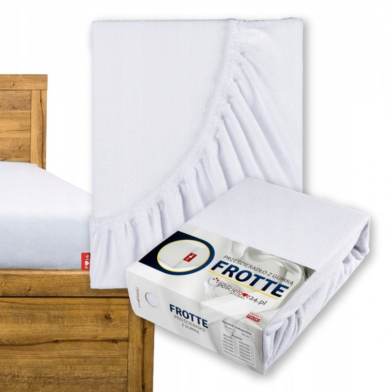 Prześcieradło Frotte z Gumką 90x200 Gruba Bawełna 200g Bok 30 cm biały