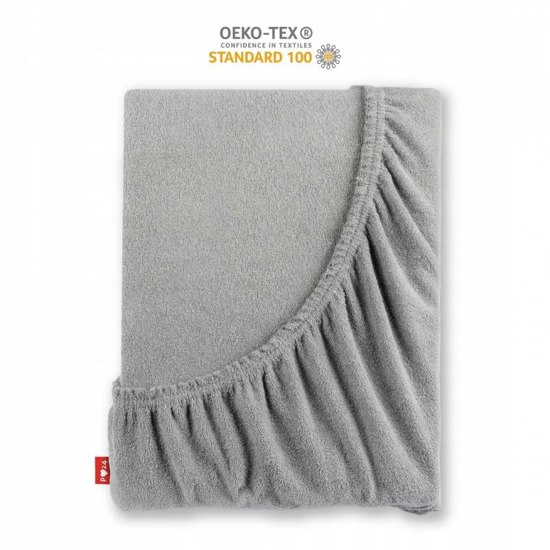 Prześcieradło Frotte z Gumką 200X220 Gruba Bawełna 200g Bok 30 cm stalowy