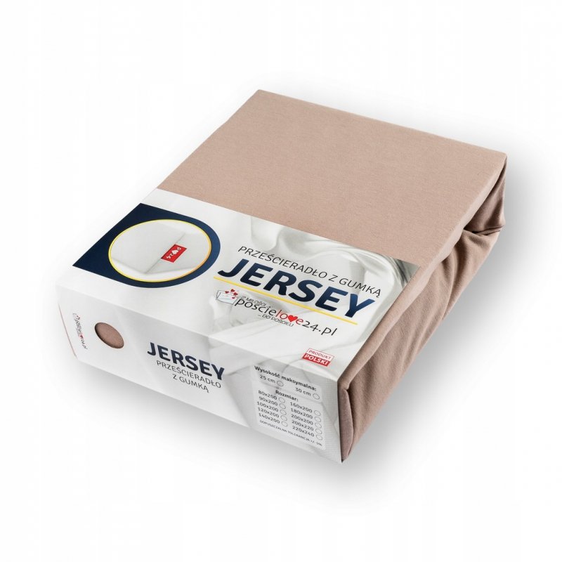 Prześcieradło Jersey z Gumką 200x220 Gruba Bawełna Czesana Bok 30 cm cafe